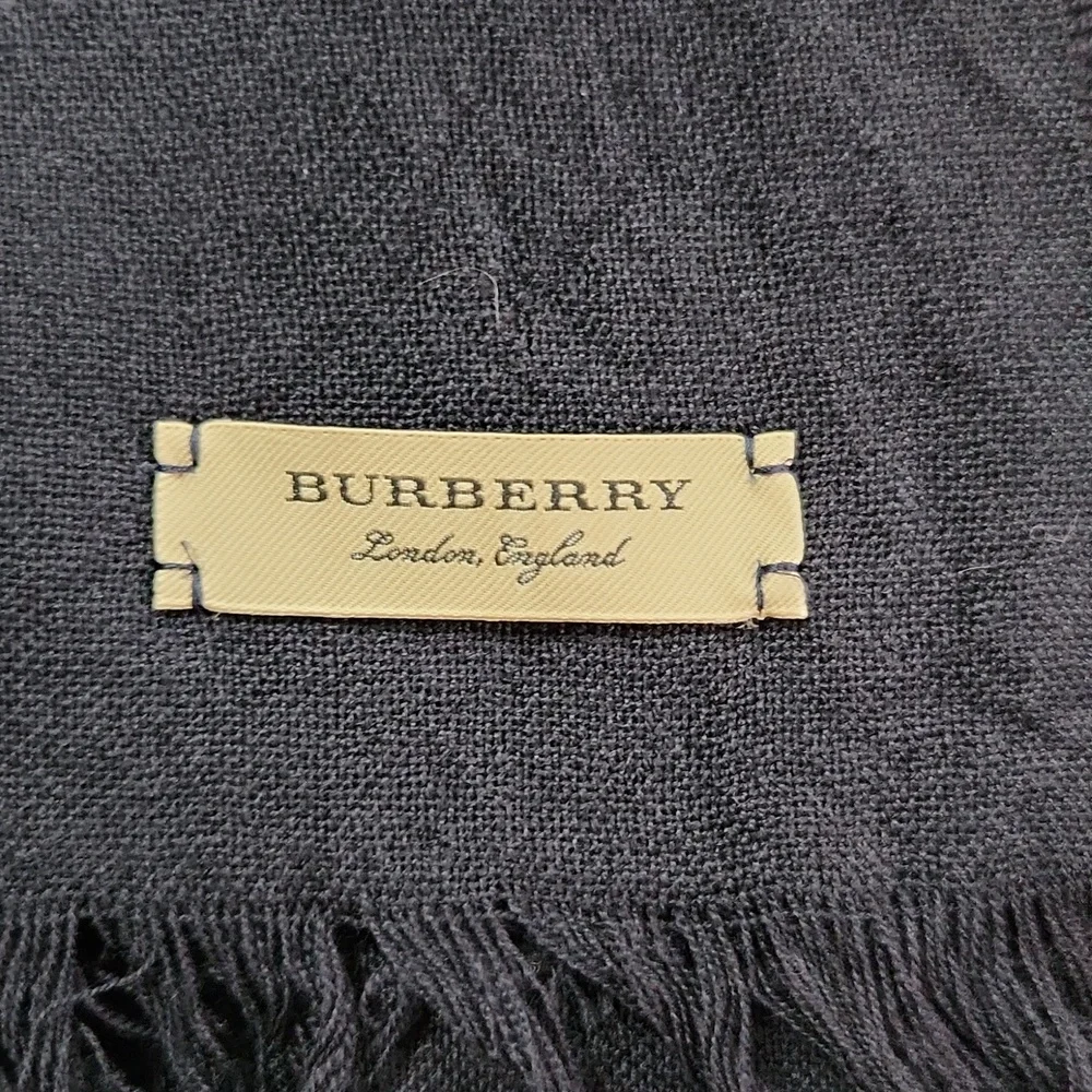Burberry Tricolor Dark Navy Red White Fringe Scarf Shawl Square